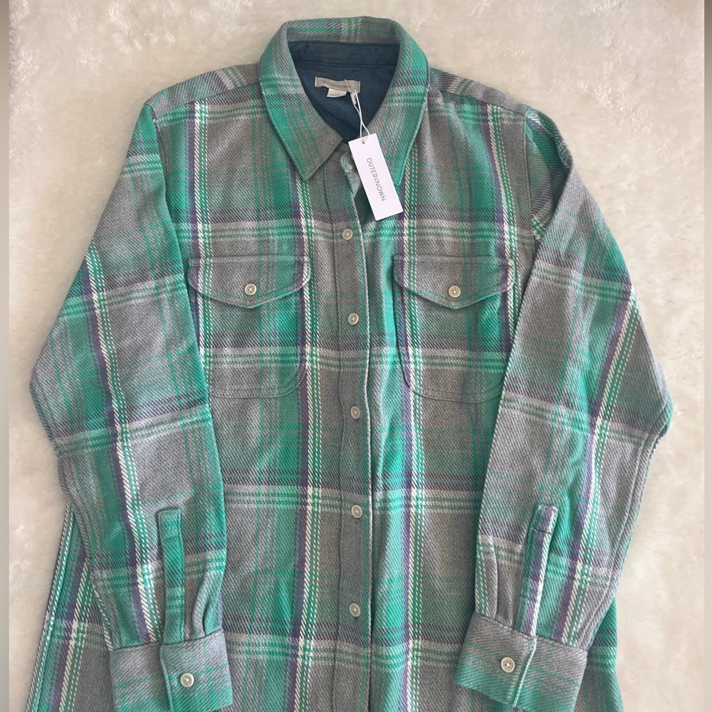 Outerknown Blanket Cotton Flannel Shirt Dress - Picture 4 of 8